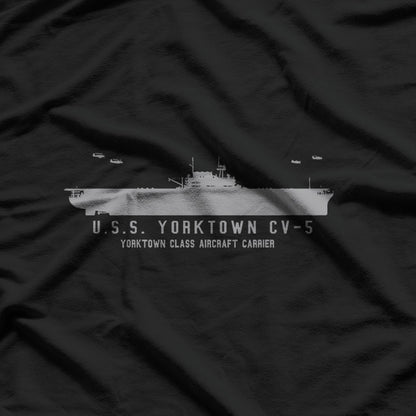 USS Yorktown CV-5 WWII Aircraft Carrier Military T-Shirt