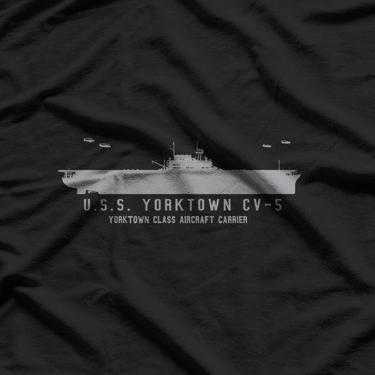 USS Yorktown CV-5 WWII Aircraft Carrier Military T-Shirt