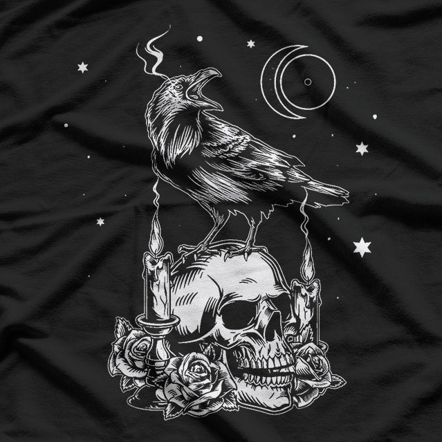 Black Crow Raven Skull Gothic Dark Art T-Shirt