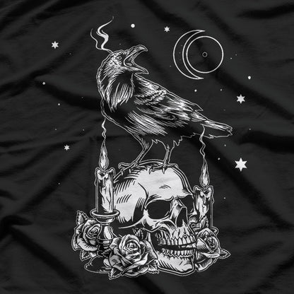 Black Crow Raven Skull Gothic Dark Art T-Shirt