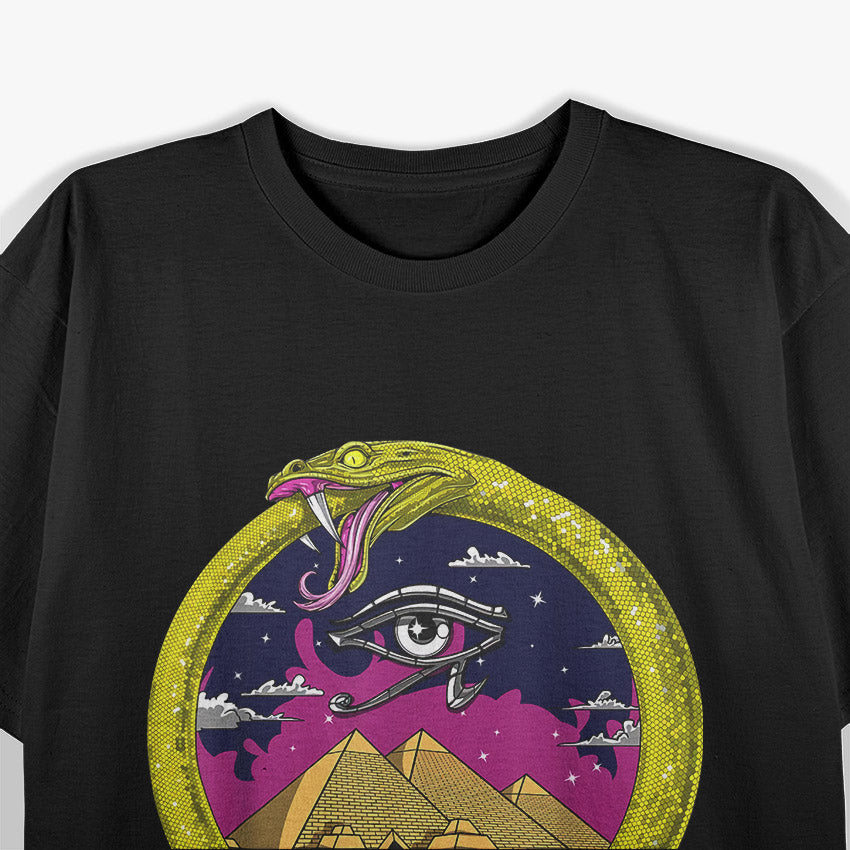 Ouroboros & Eye of Horus: Egyptian Mysticism & Pyramid Symbolism T-Shirt
