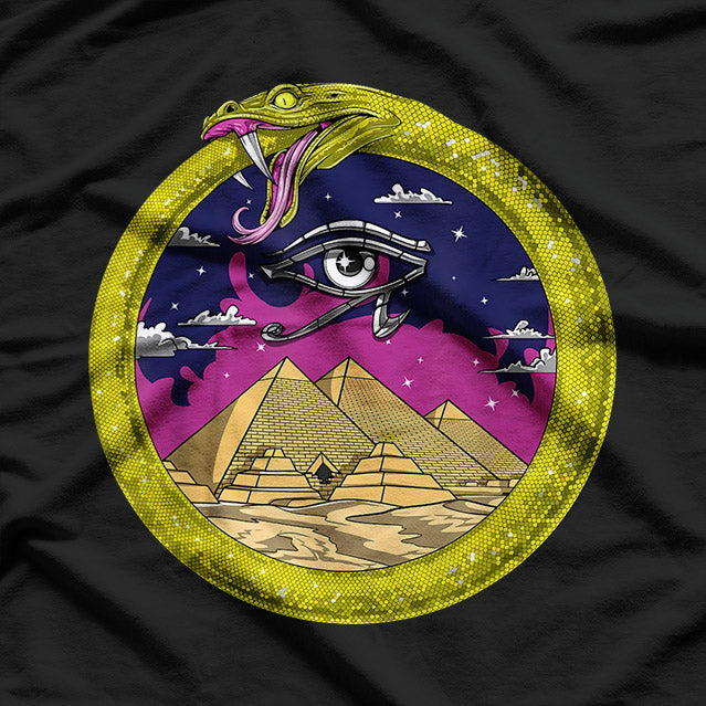 Ouroboros & Eye of Horus: Egyptian Mysticism & Pyramid Symbolism T-Shirt