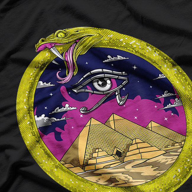 Ouroboros & Eye of Horus: Egyptian Mysticism & Pyramid Symbolism T-Shirt