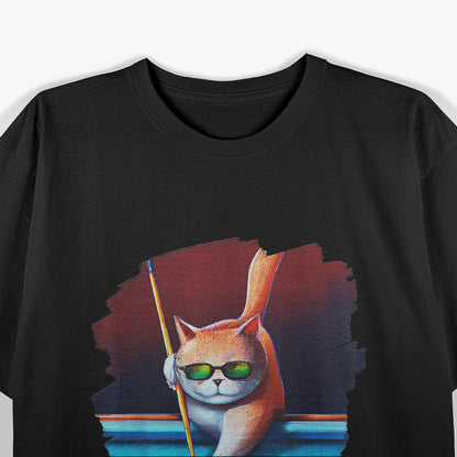 Billiard Cat Hustler Funny Pool Player Humor T-Shirt