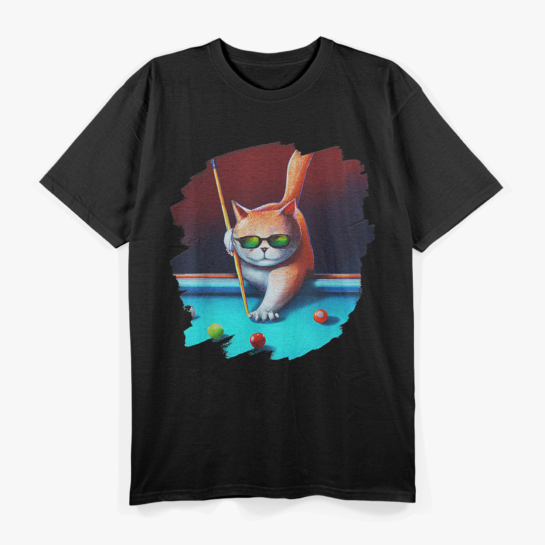 Billiard Cat Hustler Funny Pool Player Humor T-Shirt