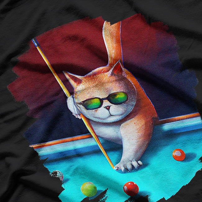 Billiard Cat Hustler Funny Pool Player Humor T-Shirt