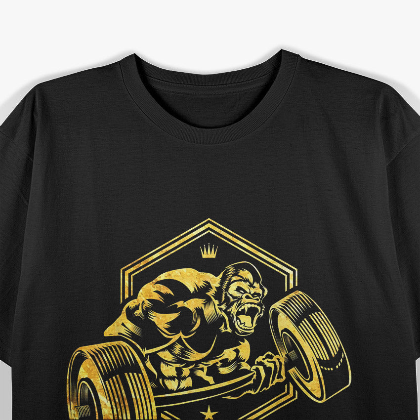 Gorilla Workout Fitness Bodybuilding Gym Beast Gold T-Shirt