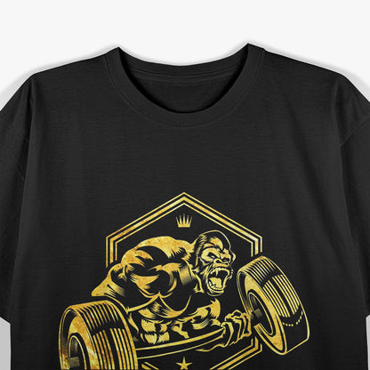 Gorilla Workout Fitness Bodybuilding Gym Beast Gold T-Shirt