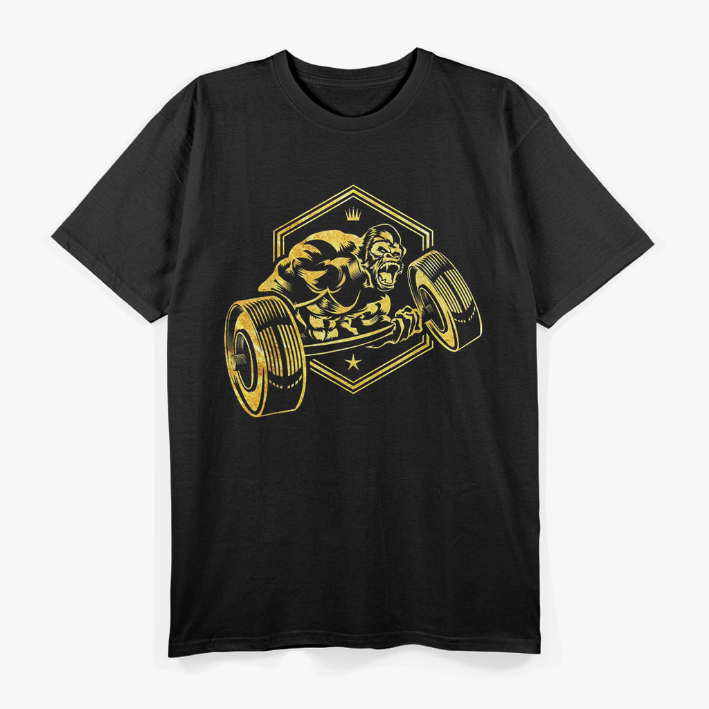 Gorilla Workout Fitness Bodybuilding Gym Beast Gold T-Shirt
