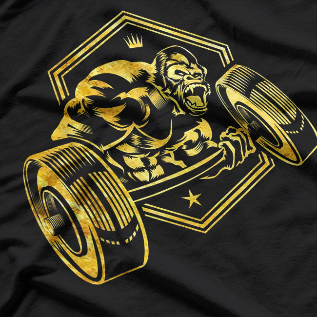 Gorilla Workout Fitness Bodybuilding Gym Beast Gold T-Shirt