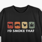 I’d Smoke That – Funny Meat BBQ Smoker Leaf Graphic T-Shirt