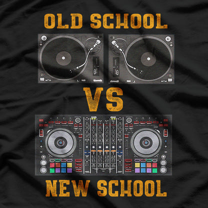 Old School DJ VS New School DJ Equipment Table T-Shirt