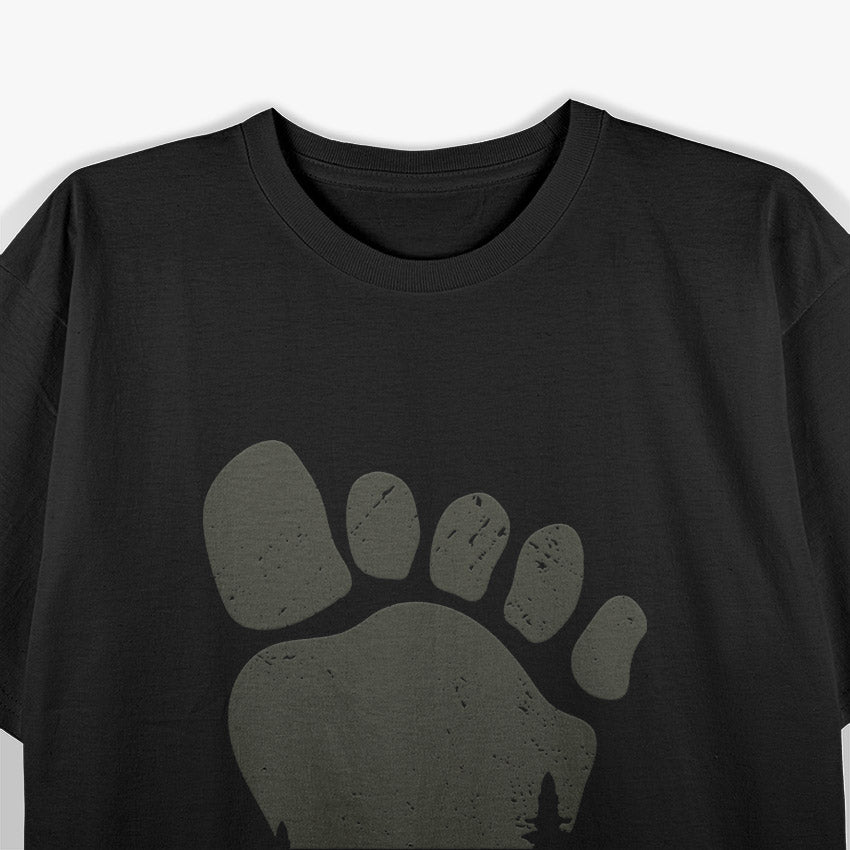 Sasquatch Or Bigfoot In The Forest Footprint T-Shirt