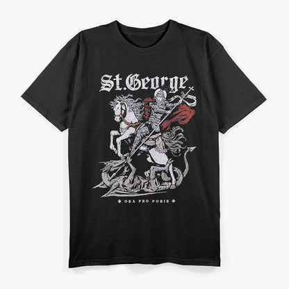 Medieval Knight vs Dragon Wall Art Print T-Shirt
