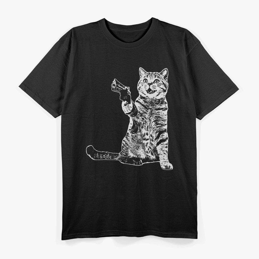 Gun Kitty Funny Cat Lover Tactical Meme Cool Pet Gift T-Shirt