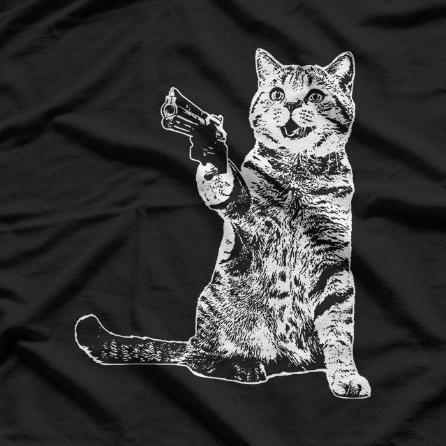 Gun Kitty Funny Cat Lover Tactical Meme Cool Pet Gift T-Shirt