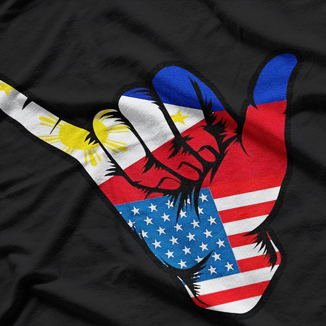Half Filipino American Philippines USA Flag Pride T-Shirt
