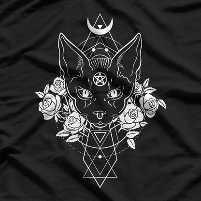 Sacred Geometry Wiccan Pagan Pentagram Cat Occult Art T-Shirt