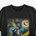 Raccoon Howling at the Moon – Starry Night Van Gogh-Inspired T-Shirt