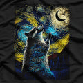 Raccoon Howling at the Moon – Starry Night Van Gogh-Inspired T-Shirt