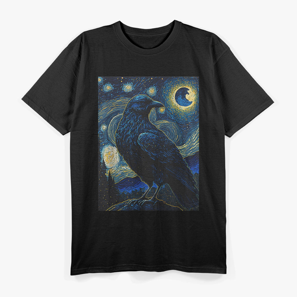 Raven Starry Night Style – Van Gogh Crow Lover Aesthetic T-Shirt