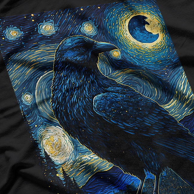Raven Starry Night Style – Van Gogh Crow Lover Aesthetic T-Shirt