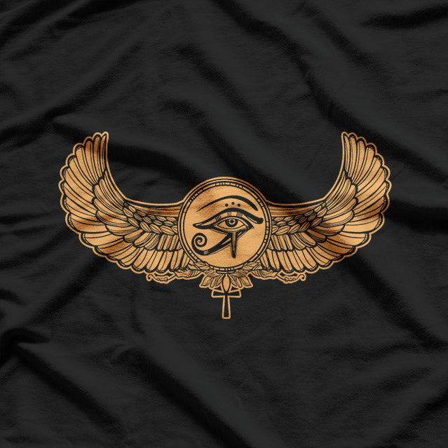 Winged Eye of Ra Ancient Egyptian Hieroglyphic Symbol T-Shirt