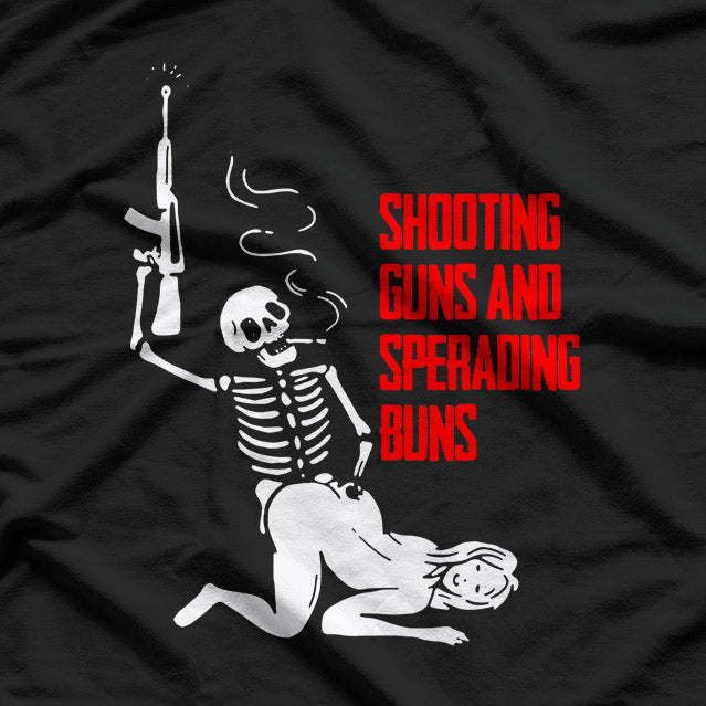 Shooting Guns and Spreading Buns – Funny BBQ & Firearms Lover T-Shirt