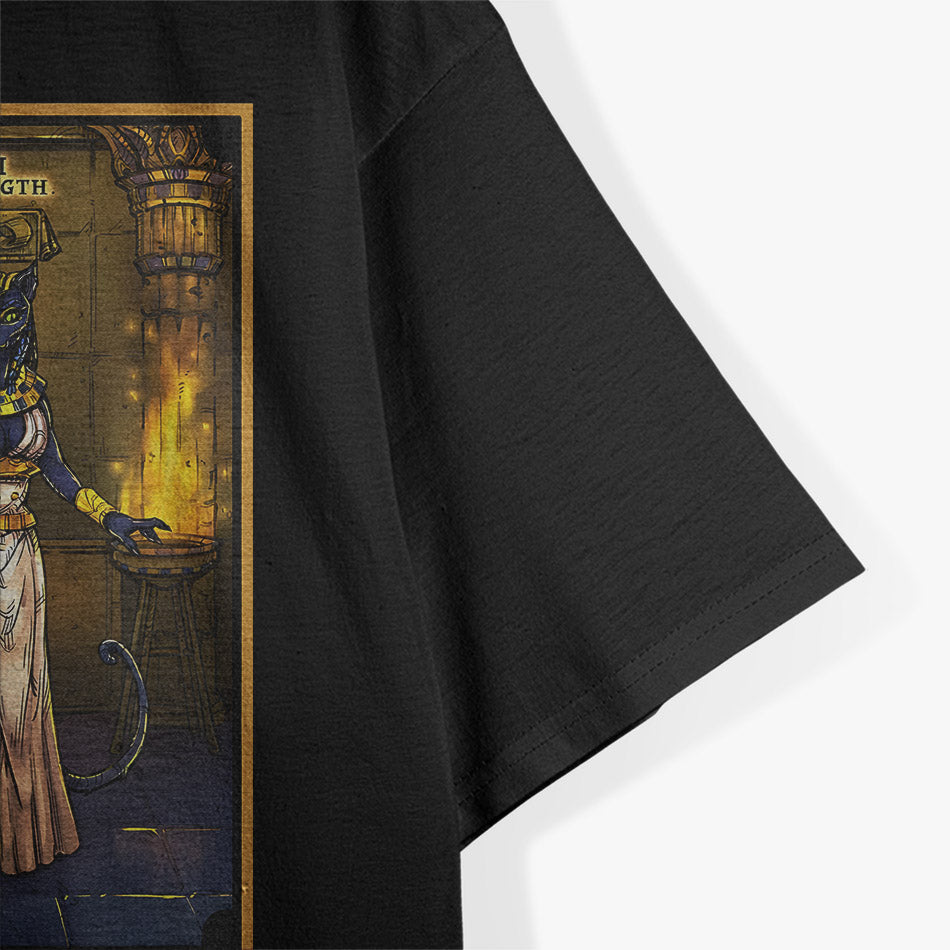 Strength Tarot Card Egyptian Cat Goddess Mystic Wiccan Art T-Shirt