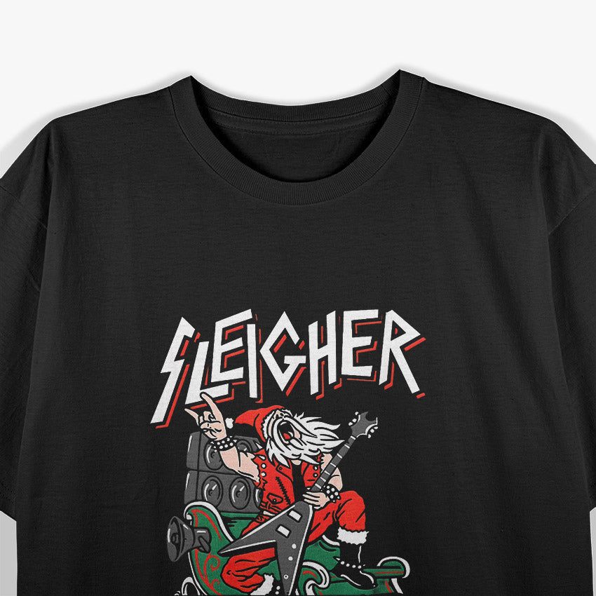 Ugly Christmas Sweater Sleigher Heavy Metal Santa T-Shirt