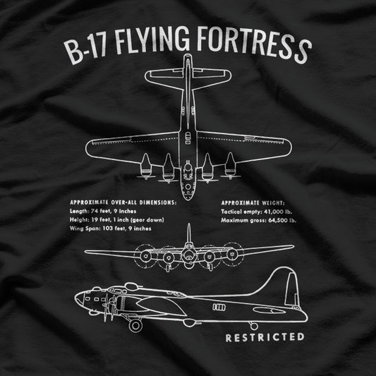 World War II B-17 Bomber Military History Warplane T-Shirt
