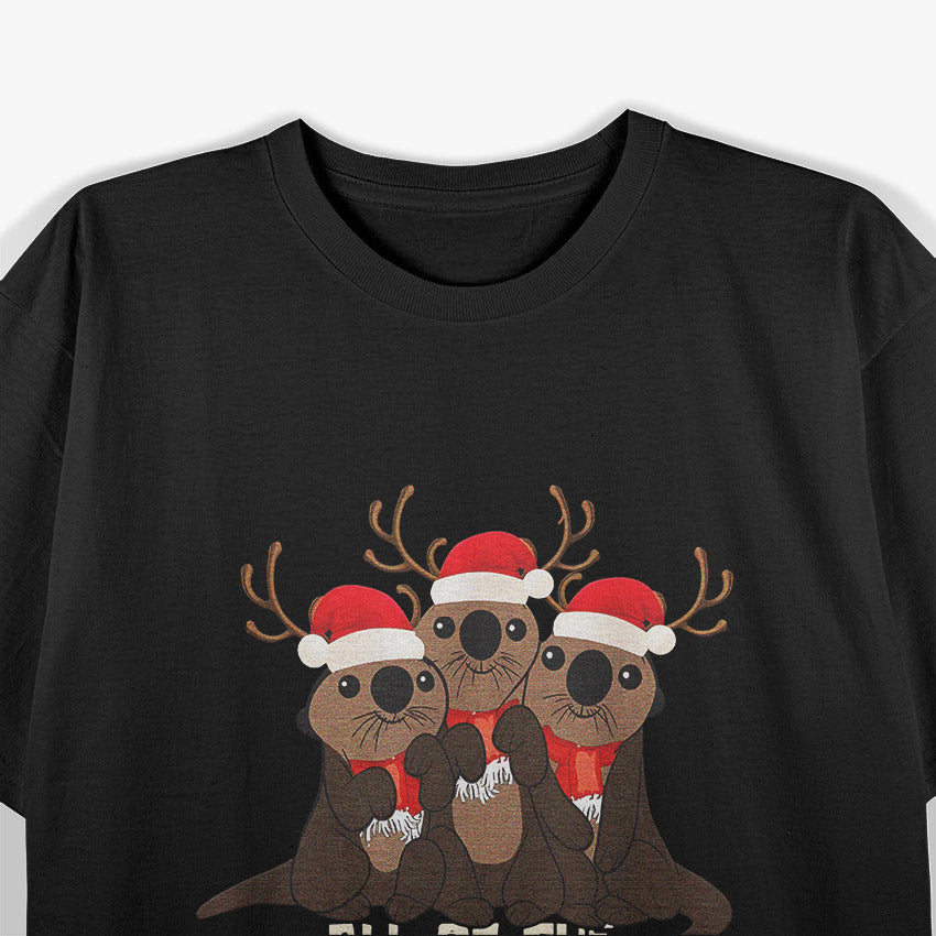 Otter Reindeer Christmas Funny Cute Graphic T-Shirt