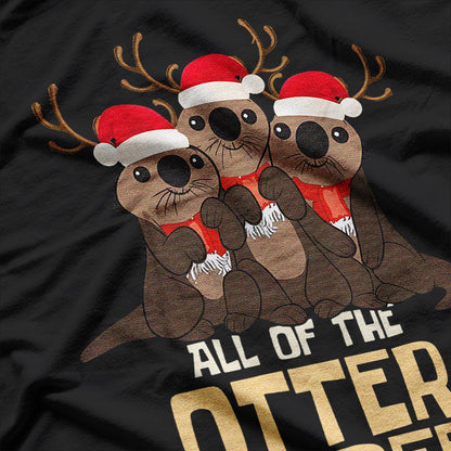 Otter Reindeer Christmas Funny Cute Graphic T-Shirt