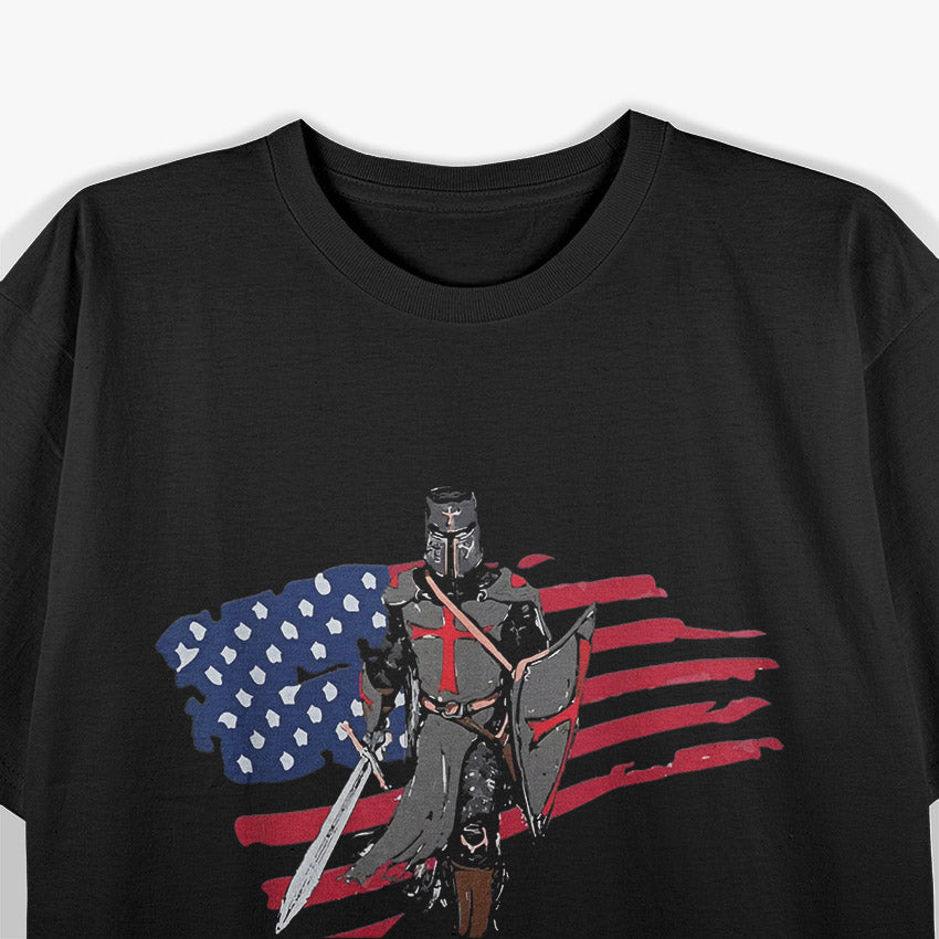 Distressed Deus Vult Crusader – God Wills It Medieval T-Shirt