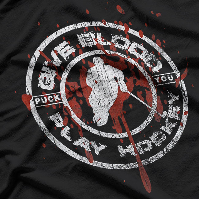 Give Blood Play Hockey Funny Ice Hockey Player Graphic T-Shirt
