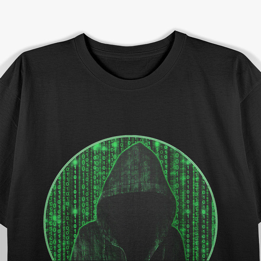 Hacker Hoodie – Binary Matrix Rain Digital Coding Graphic T-Shirt