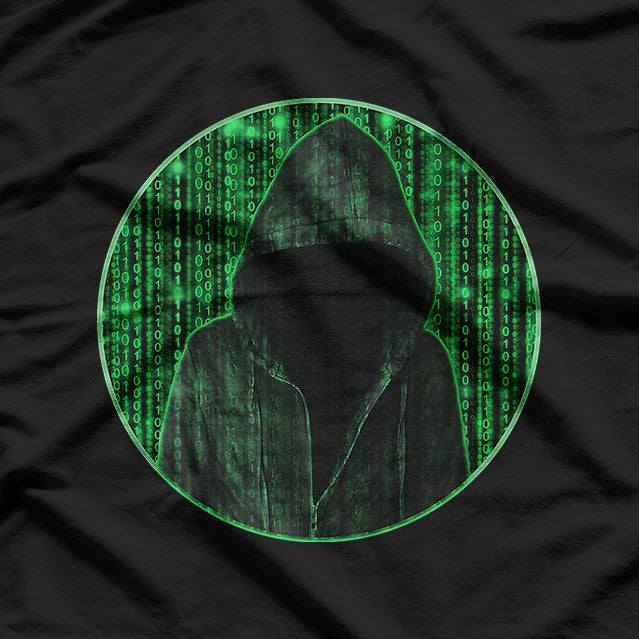 Hacker Hoodie – Binary Matrix Rain Digital Coding Graphic T-Shirt