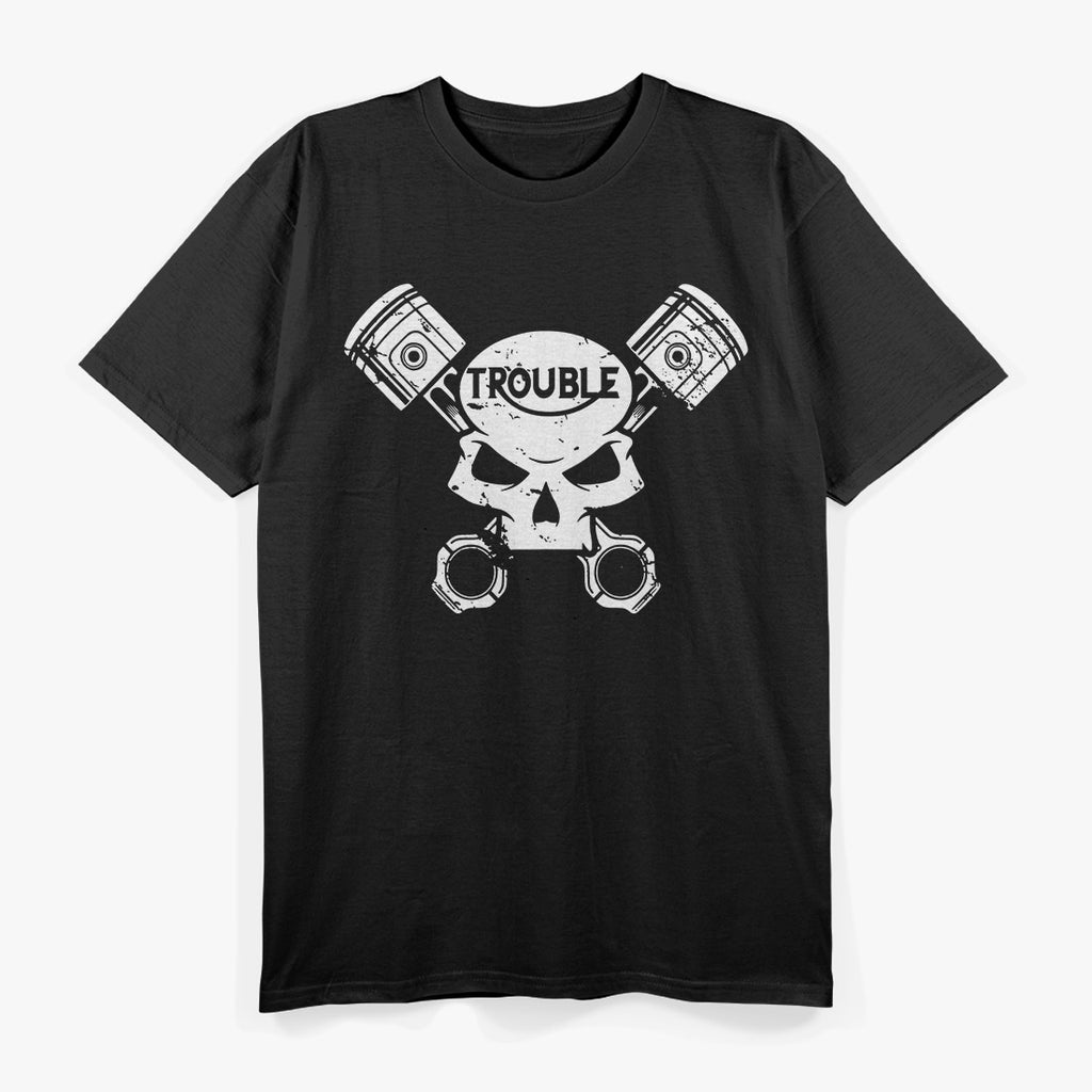 Motorcycle Skull and Pistons, Motorcycle Enthusiast T-Shirt