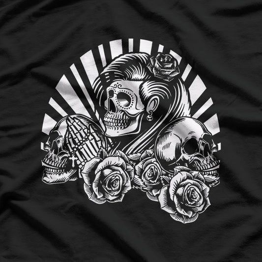 Santa Muerte Sugar Skull – Mexican Sacred Art Love T-Shirt