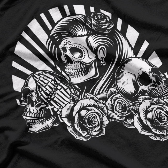 Santa Muerte Sugar Skull – Mexican Sacred Art Love T-Shirt