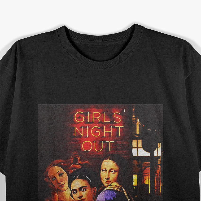 Funny Girls Night Out Mona Lisa Painting T-Shirt