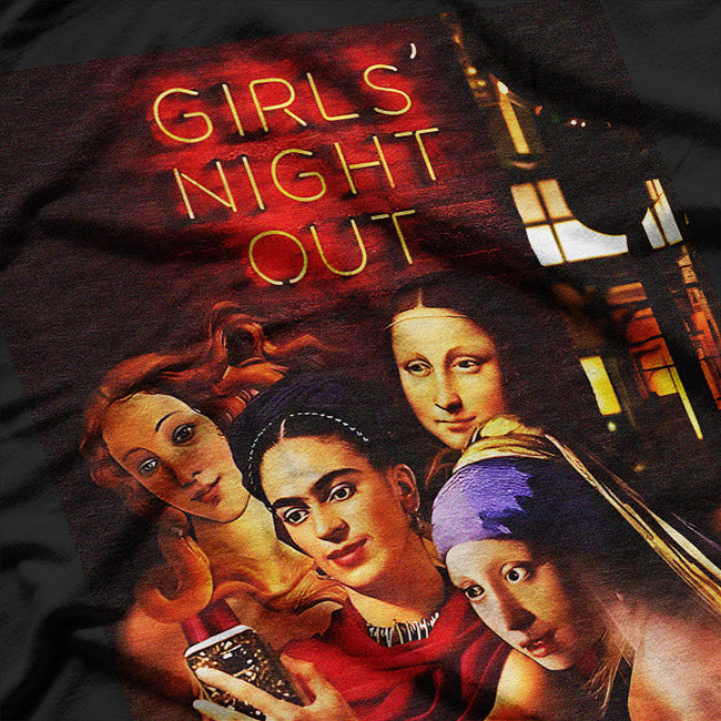 Funny Girls Night Out Mona Lisa Painting T-Shirt