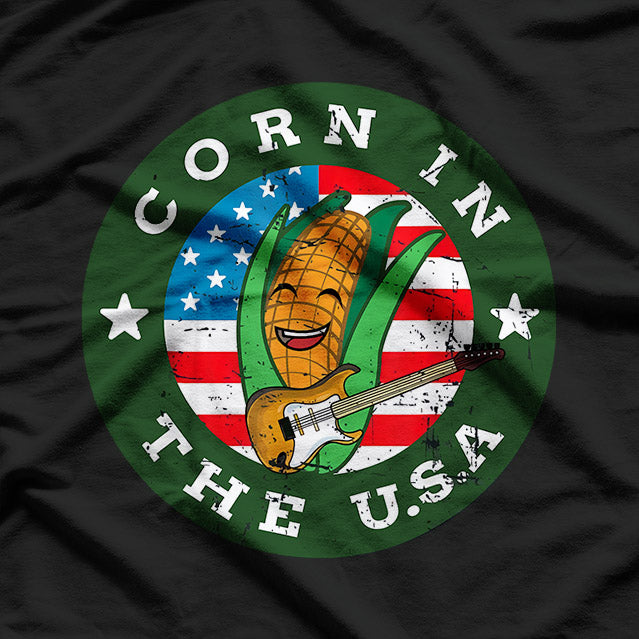 Vintage Corn Pun – American Flag Corncob Funny Joke T-Shirt