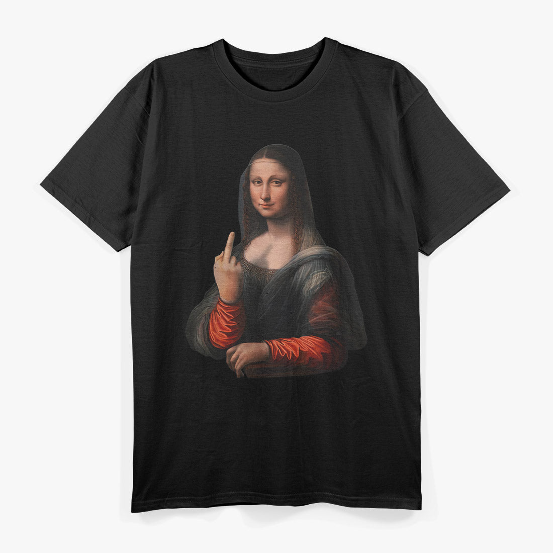 Mona Lisa Middle Finger Funny Classic Art Parody Statement T-Shirt