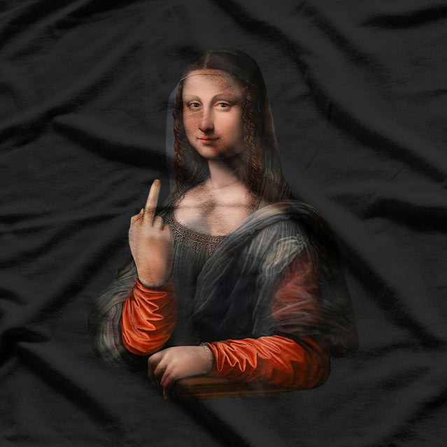 Mona Lisa Middle Finger Funny Classic Art Parody Statement T-Shirt
