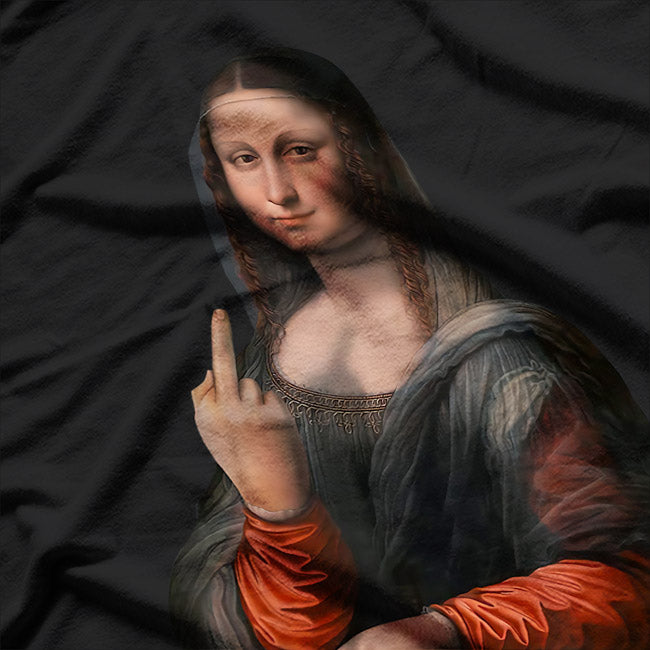 Mona Lisa Middle Finger Funny Classic Art Parody Statement T-Shirt