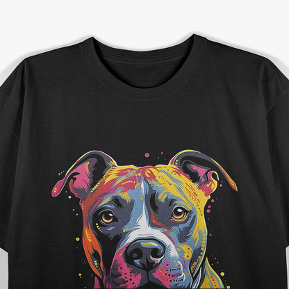 Vibrant Amstaff Lovers – Unique Dog Face Graphic T-Shirt