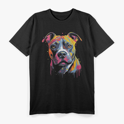 Vibrant Amstaff Lovers – Unique Dog Face Graphic T-Shirt