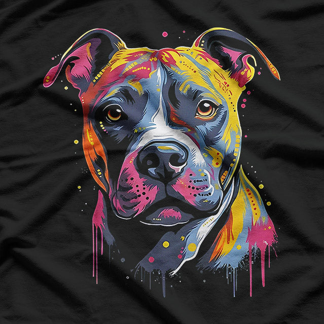 Vibrant Amstaff Lovers – Unique Dog Face Graphic T-Shirt