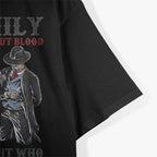 Family Over Blood – Heartfelt Quote Graphic T-Shirt